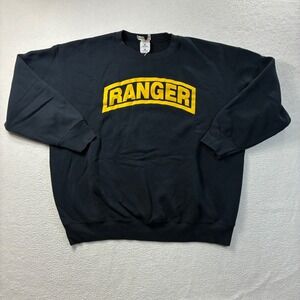 Vintage US Army Ranger Crewneck Sweatshirt Mens 2XL Black Yellow Boxy 90s